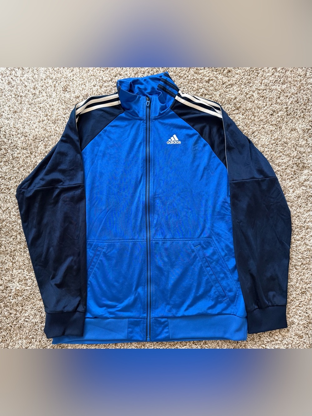 adidas Men’s Royal Blue & Navy Zip-Front Track Jacket